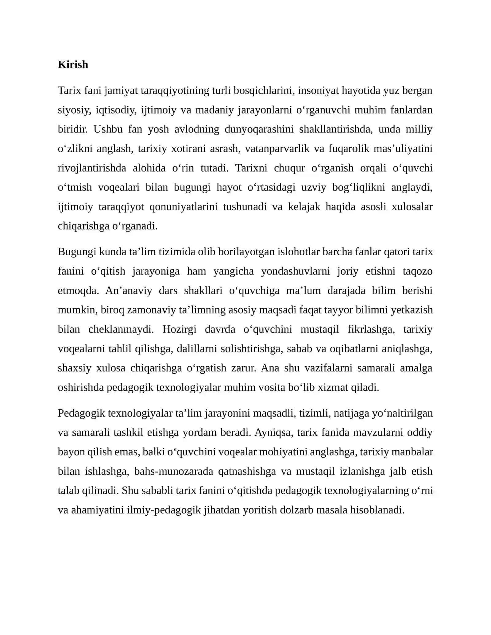TARIX FANINI O‘QITISHDA PEDAGOGIK TEXNOLOGIYALARNING AHAMIYATI 2