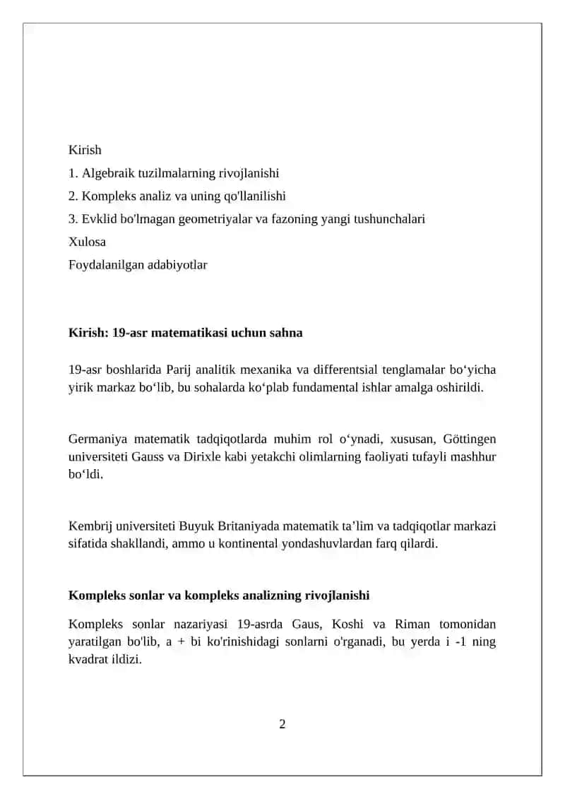 19-asrda matematik tarmoqlarning kengayishi 2