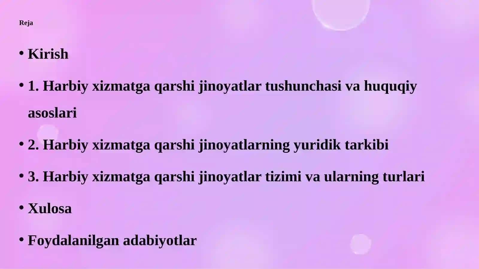 Harbiy xizmatga qarshi jinoyatlar tushunchasi va tizimi 2
