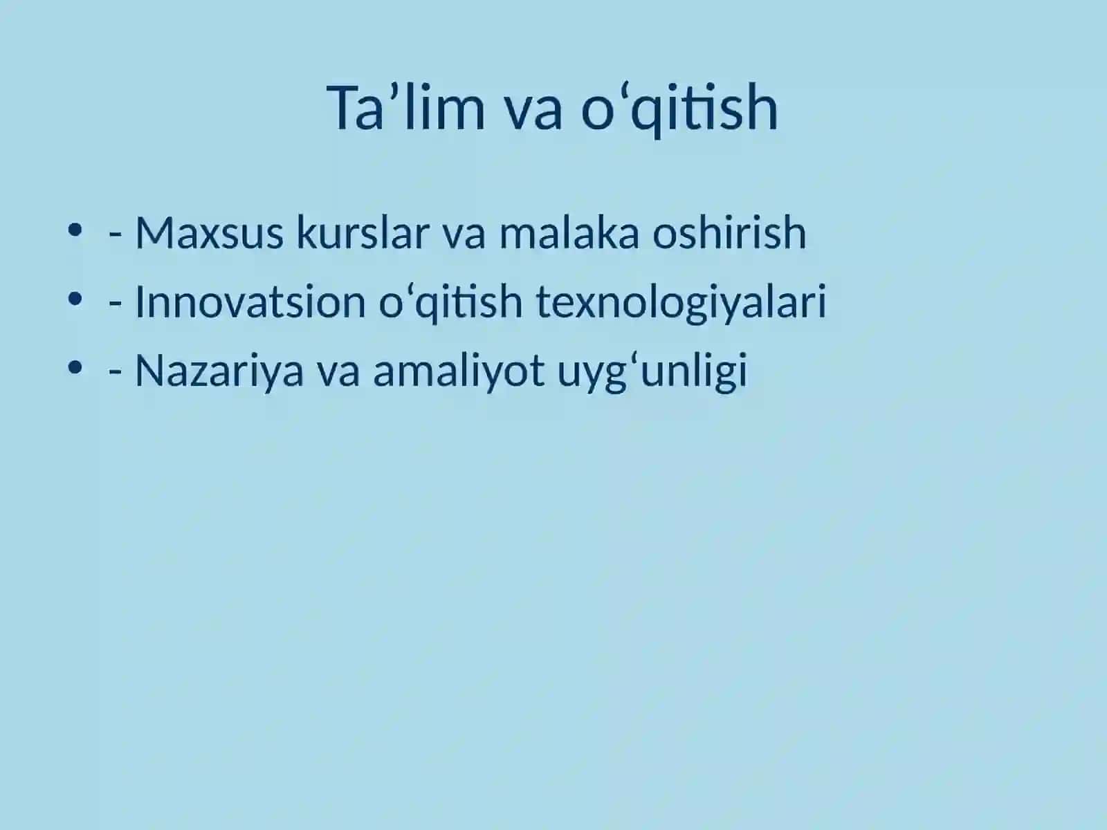 Maxsus kurslar va malaka oshirish 2
