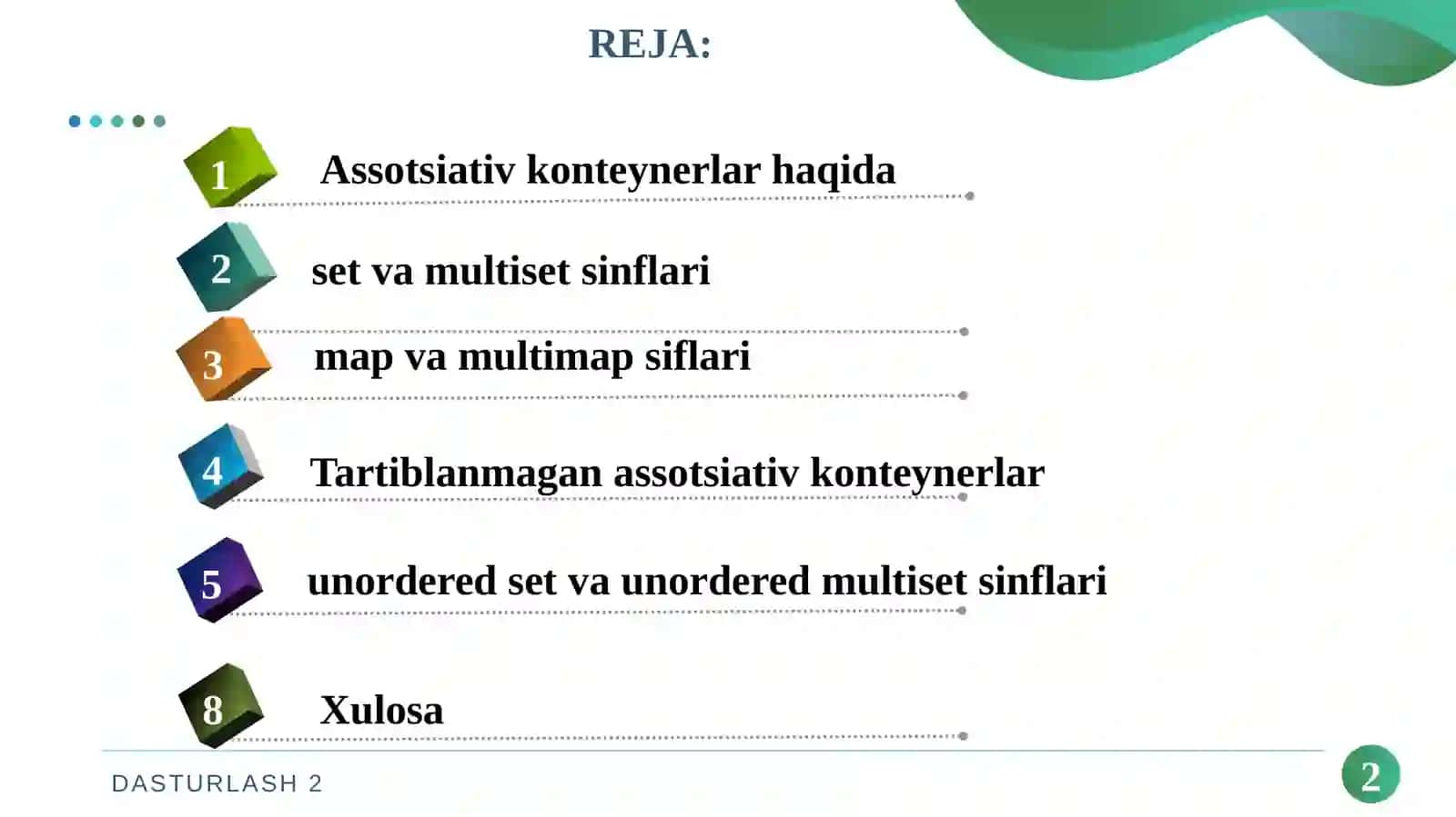 Assotsiativ va tartiblanmagan assosiativ konteynerlar 2