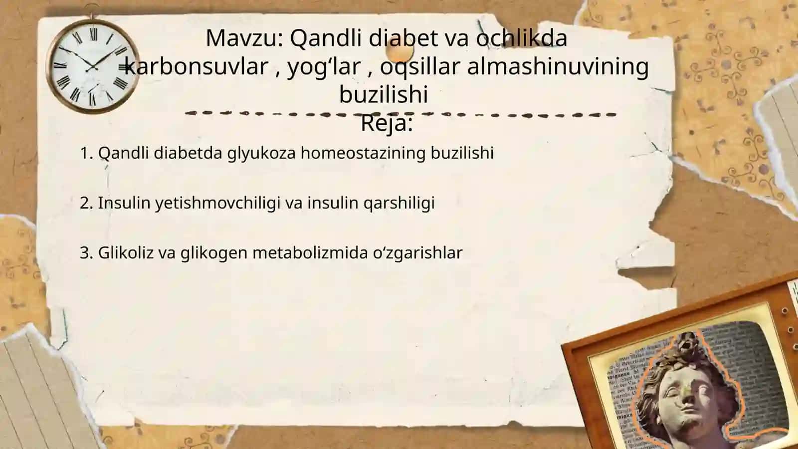 Qandli diabet va ochlikda karbonsuvlar, yogʻlar, oqsillar almashinuvining buzilishi 2