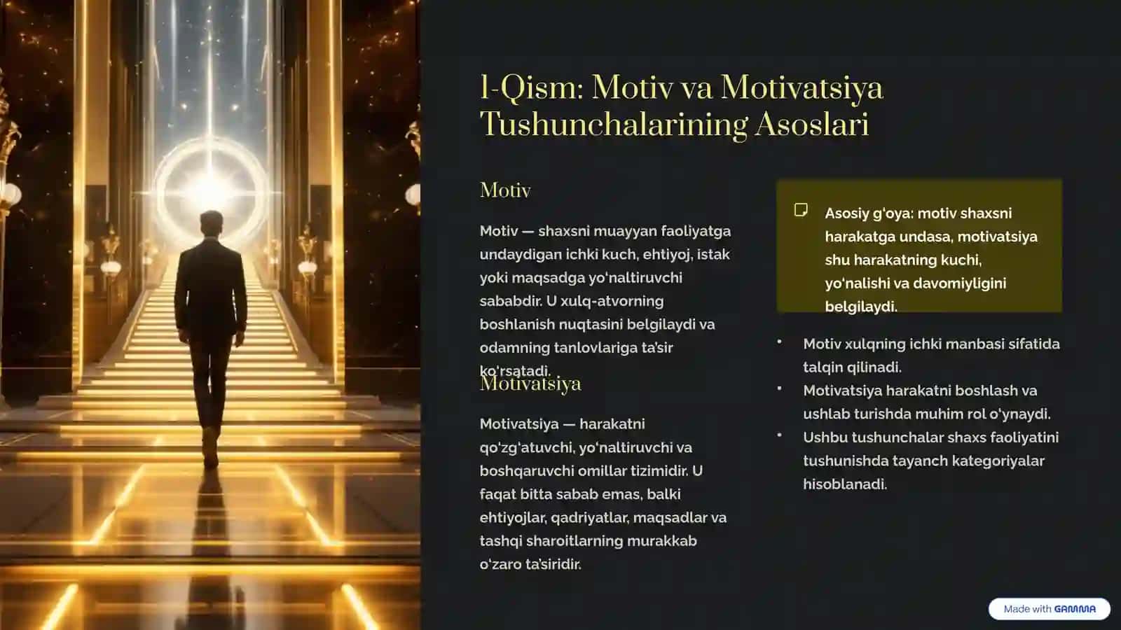 Xorij Psixologiyasida Motiv va Motivatsiya Muammosi: Tadqiqotlar va Nazariyalar mavzusida tayyor taqdimot 2
