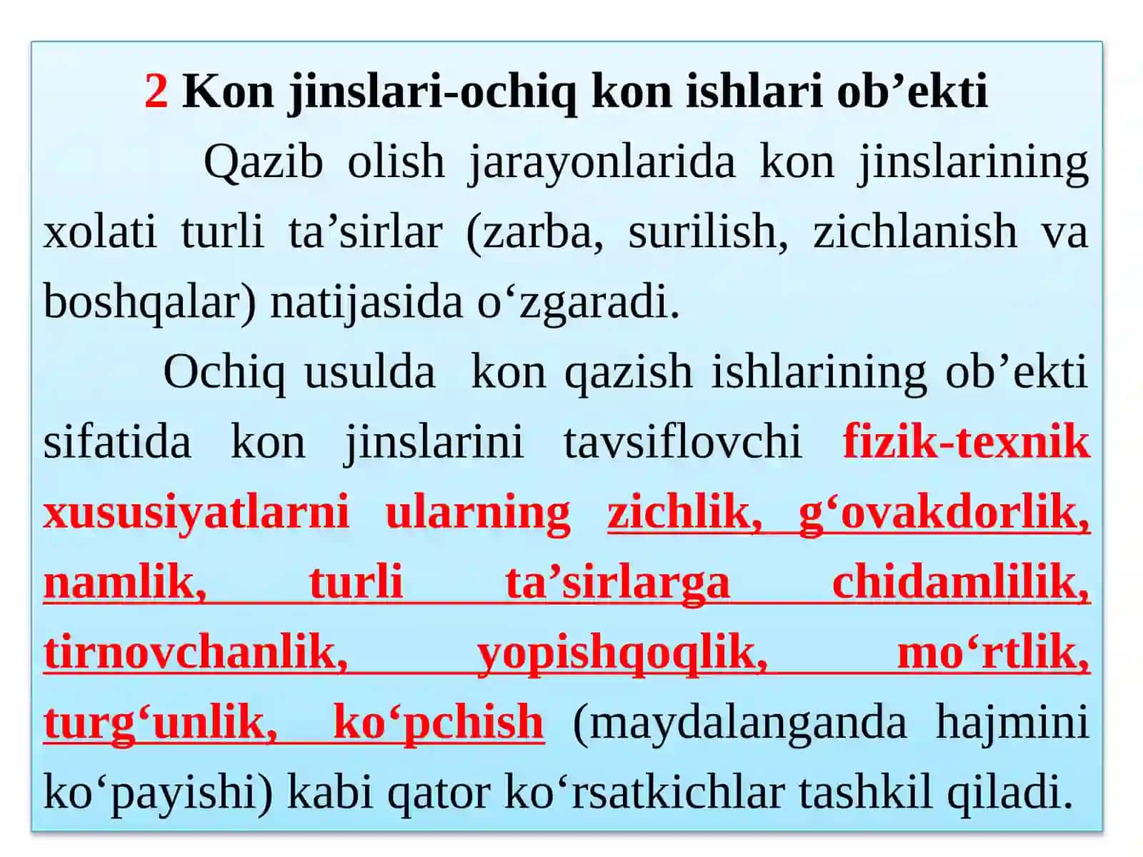 Kon jinslarini qazishgatayyorlashusullari 2