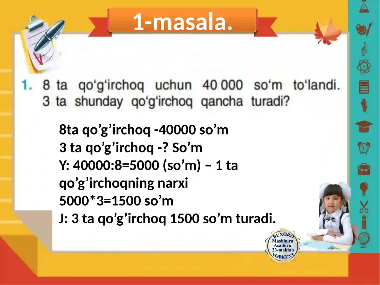 4-sinfda matematika fanidan taqdimoti 2