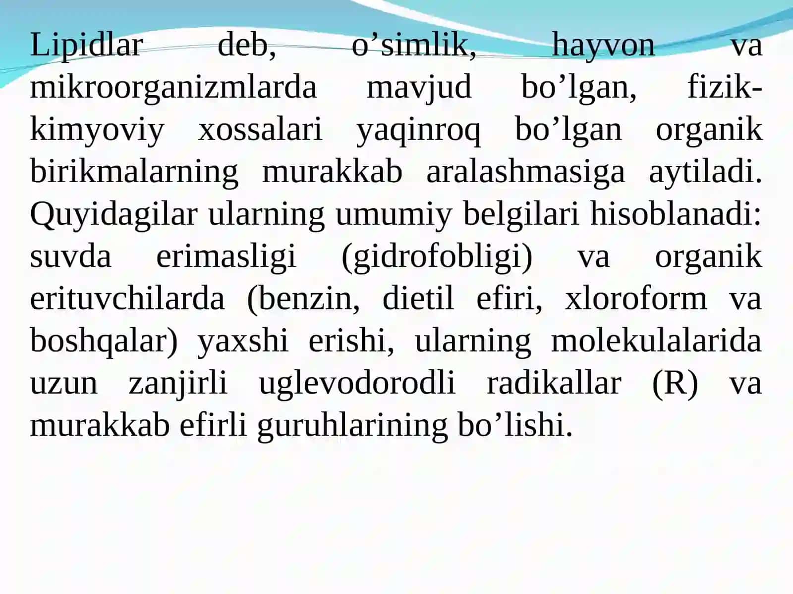 Lipidlаrning tuzilishi vа tаsnifi 2