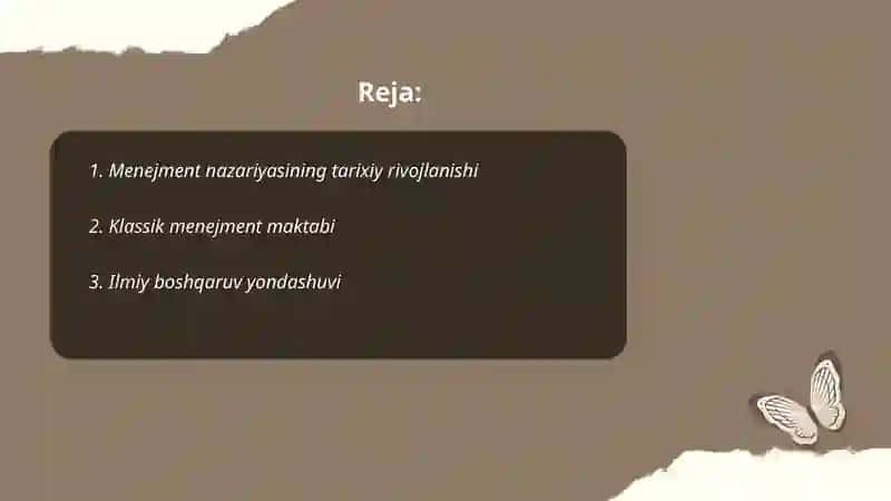 Menejment nazariyasi shakllanishi va rivojlanishi xususiyatlari 2