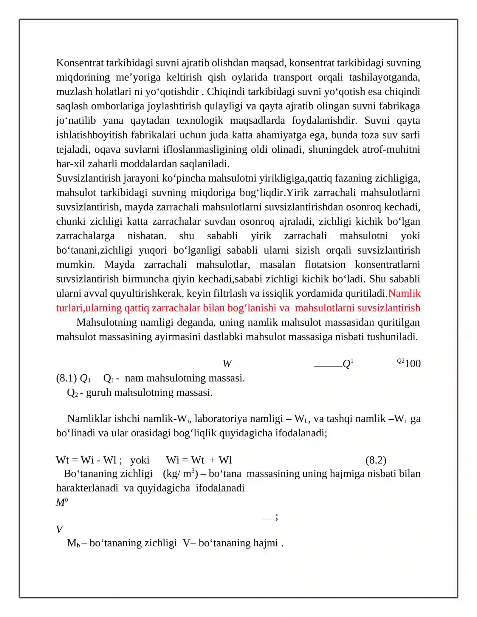 Suvsizlantirish usulllarining qisqacha tasnifi 2
