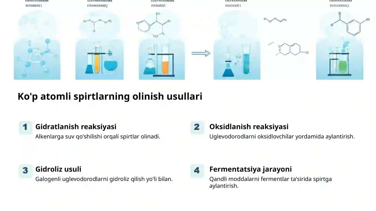 Ko'p atomli spirtlar: olinishi, xossalari va ishlatilishi 2