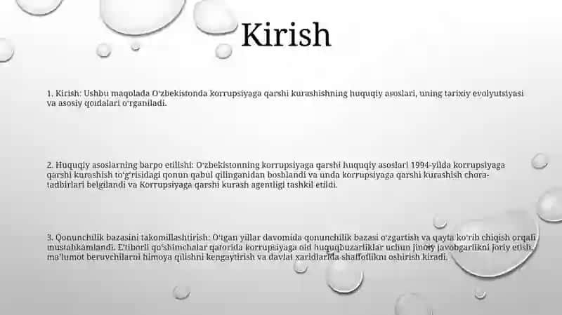 O'Zbekistonda Korrupsiyaga Qarshi Kurashishga Doir Huquqiy Asoslarning Yaratilishi Va Takomillashtirilish 2