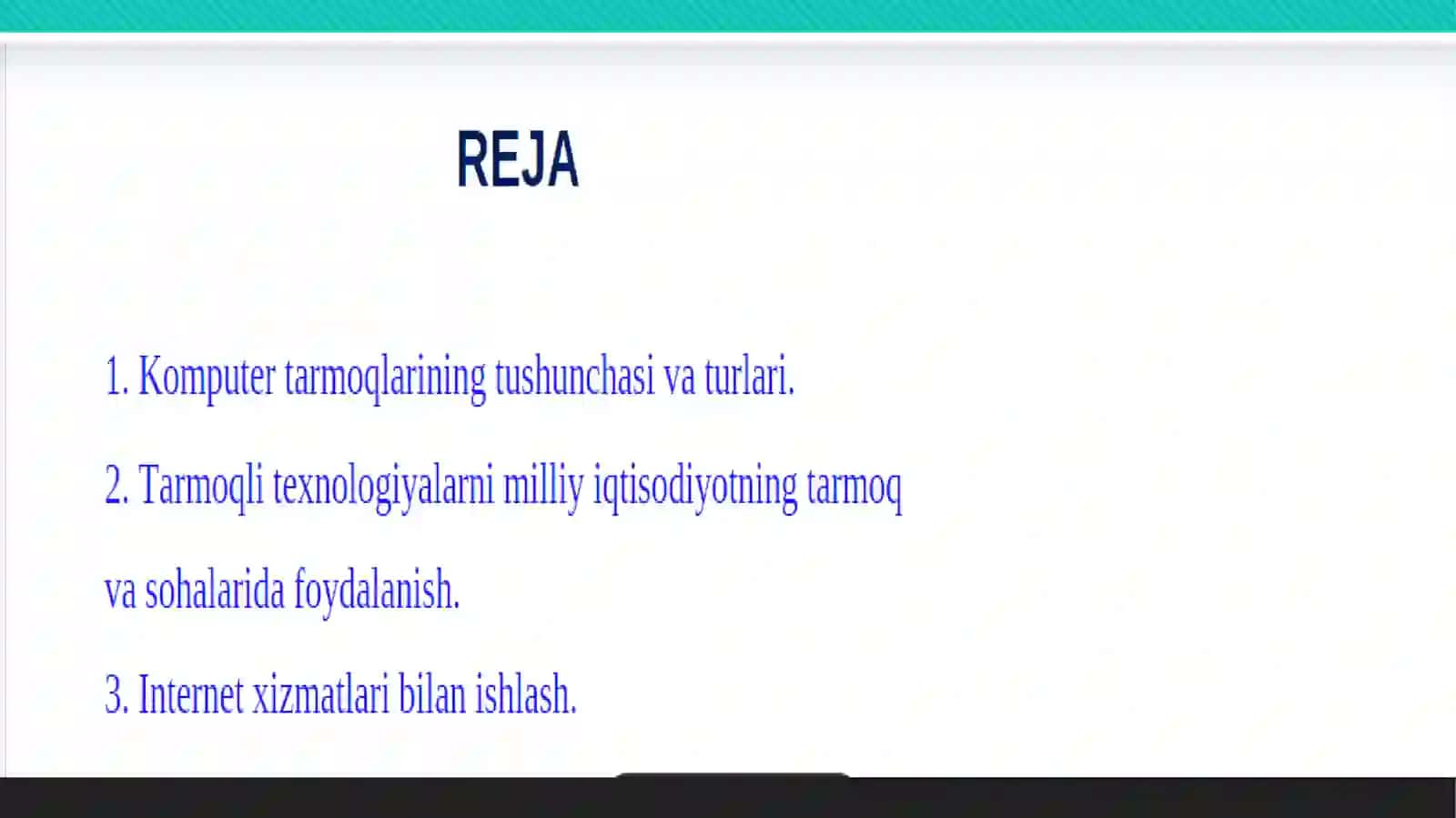 KOMPIYUTER TARMOQLARIVA TARMOQTEXNOLOGIYALARI 2