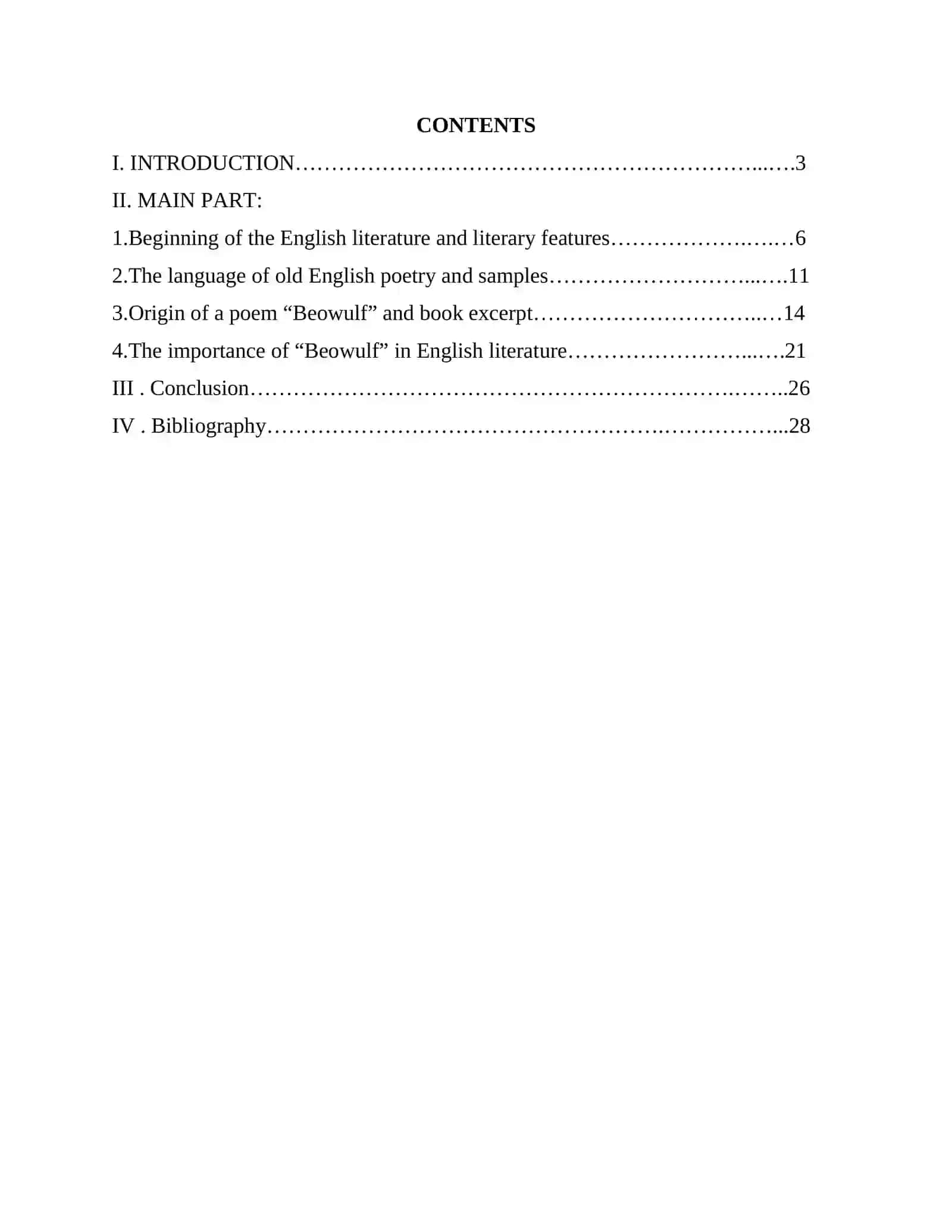 Course Work on "The Artistic Feature of the Poem "Poem of Beowulf" 2