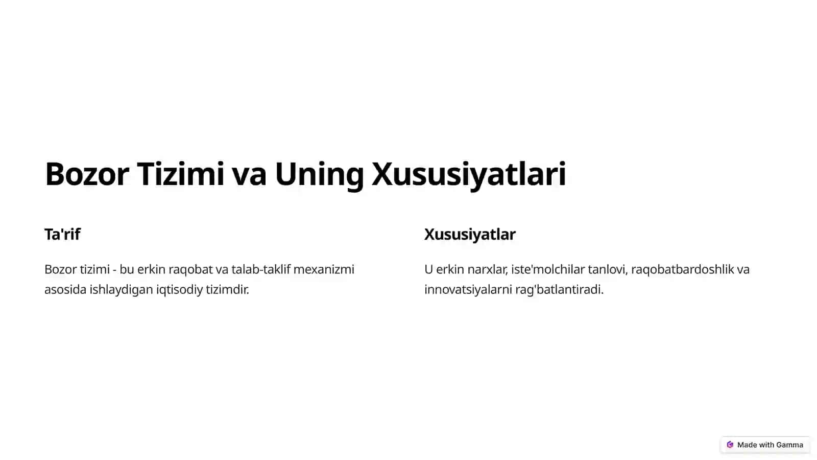 Bozor Tizimi va Raqobat: Asosiy Tushunchalar 2