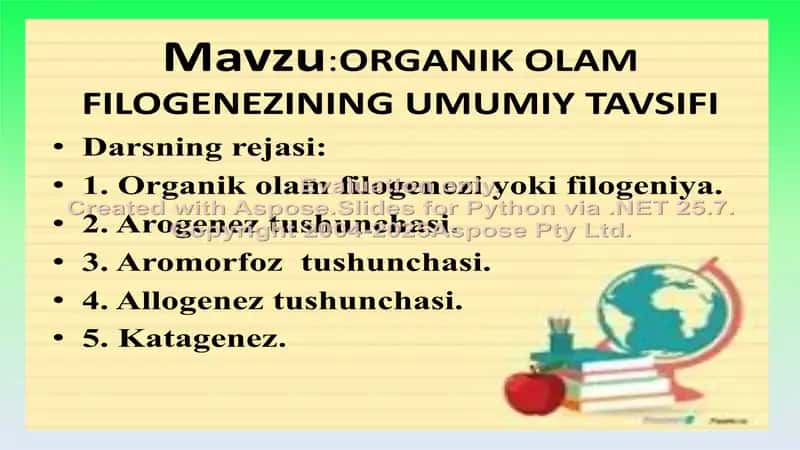 ORGANIK OLAM FILOGENEZINING UMUMIY TAVSIFI 2