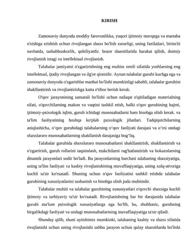 Talabalar Guruhining Xususiyatlari va Uning Rivojlanishi 2
