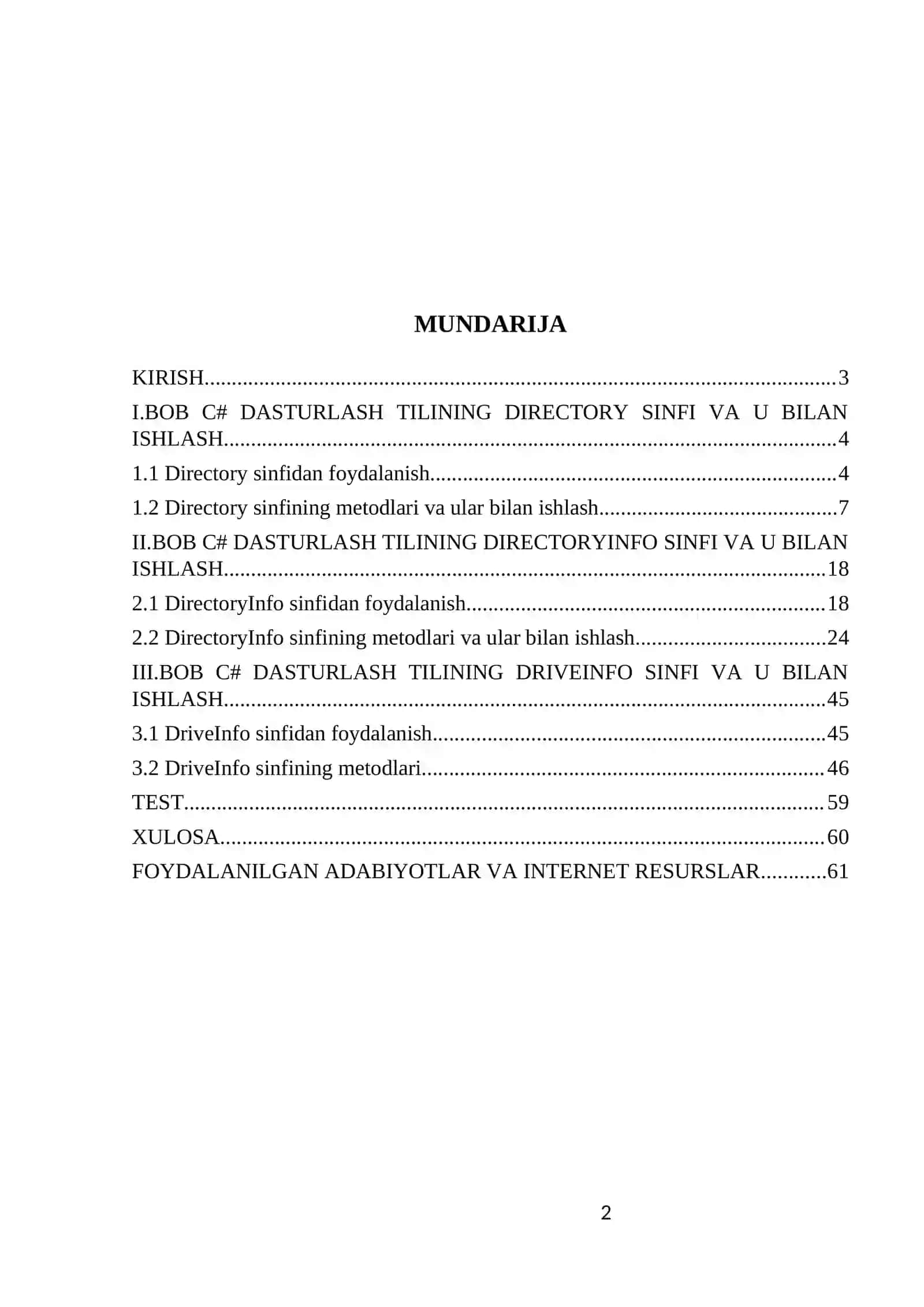 С# dasturlash tilining Directory, DirectoryInfo va DirectoryInfo sinflari, hamda ular bilan ishlash 2