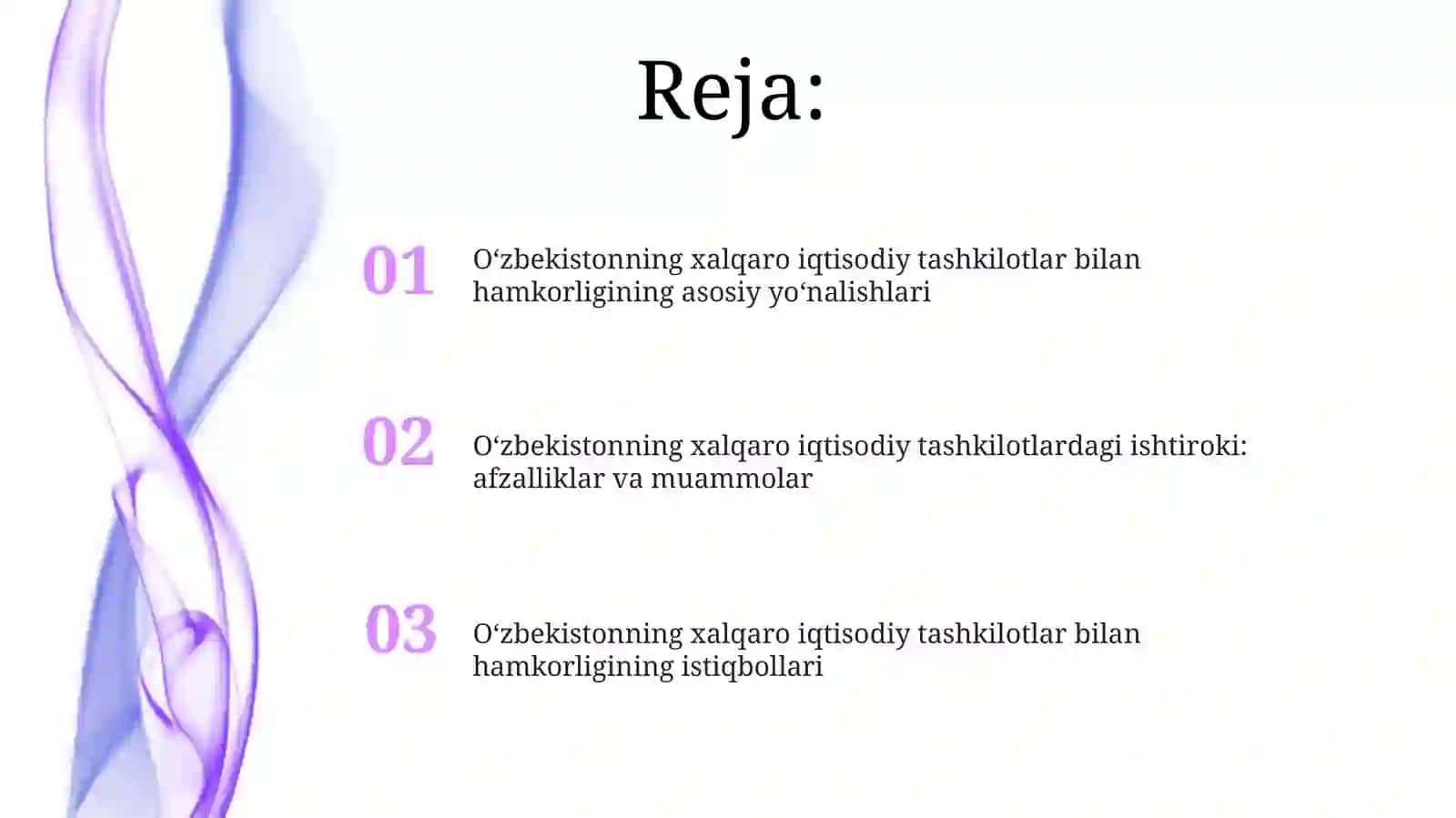 O‘zbekistonning xalqaro iqtisodiy tashkilotlar bilan hamkorligining hozirgi darajasi va istiqbollari 2