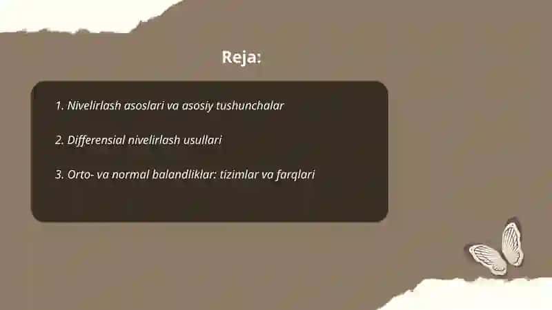 Nivelirlash punktlari balandliklarini hisoblash va tenglashtirish 2