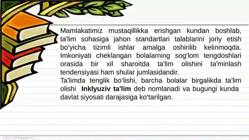 Inklyuziv ta’lim fanining predmeti maqsadi va vazifalari 2