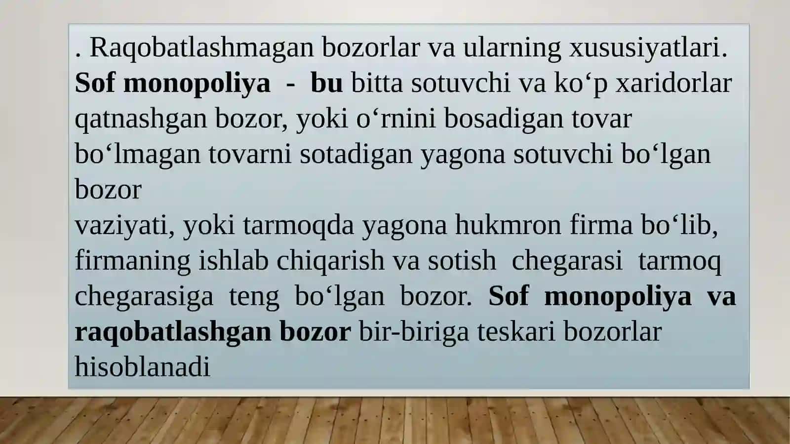 Nomukammal bozorlardagi firmalar faoliyati 2
