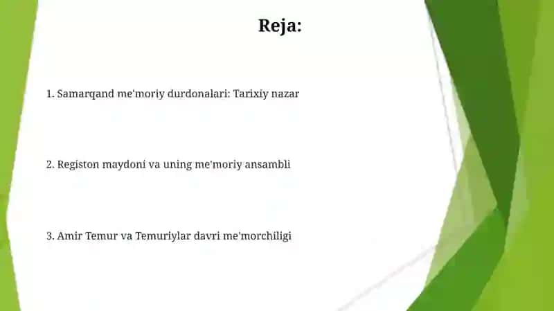 Samarqandning noyob meʼmoriy yodgorliklari tarixi 2