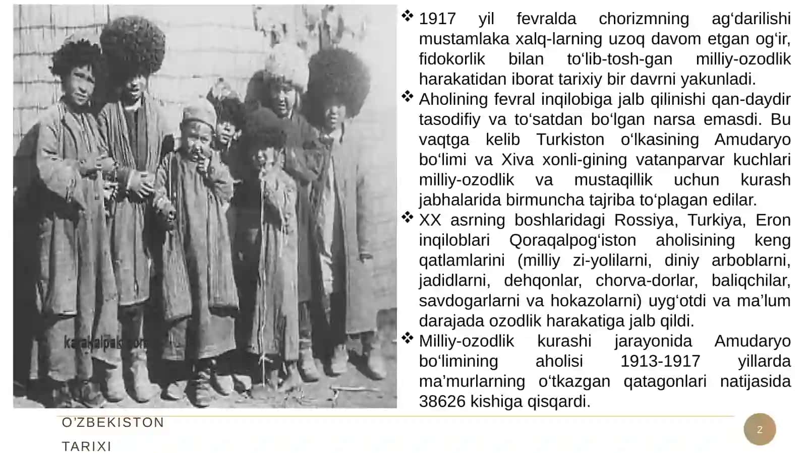 1917-1991 yillarda Qoraqolpog‘iston (sovet xokimiyatini o‘rnatilishi va mustahkamlanishi) 2