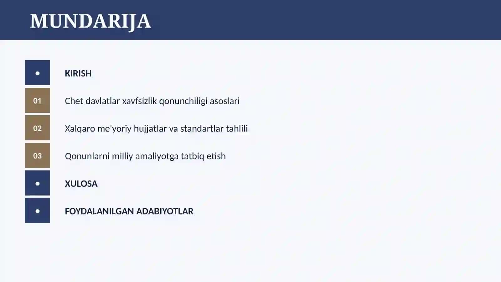 HAYOT FAOLIYATI XAVFSIZLIGINI TA'MINLASHGA OID CHET DAVLATLARDA QABUL QILINGAN QONUNLAR VA MEYORIY XUJJATLAR 2