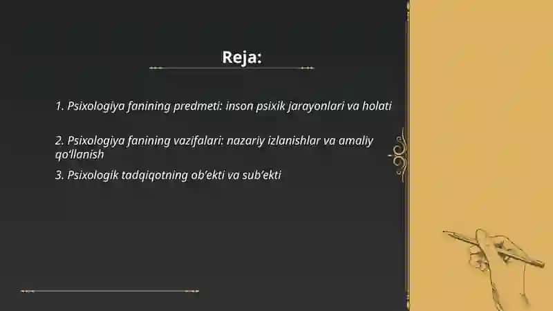 Psixologiya fani predmeti va vazifalar 2