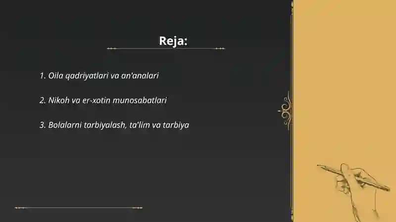 Oila qadriyatlari va an'analari 2