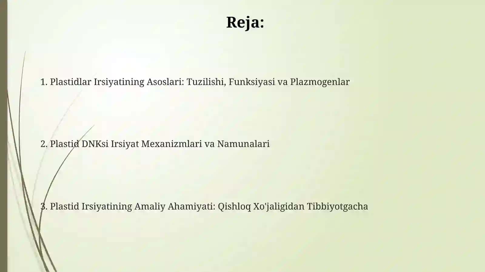 Plastida plazmogenlari orqali irsiylanish 2