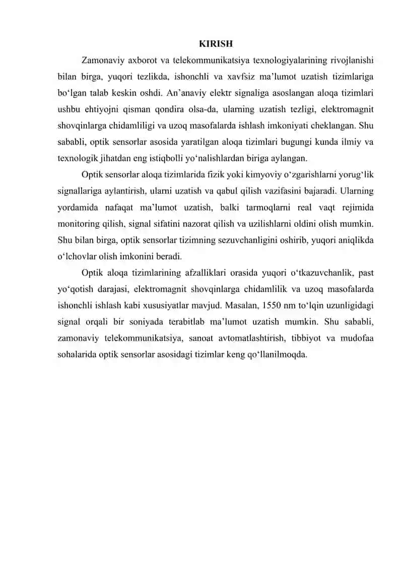 Optik sensorlar asosida yaratilgan aloqa tizimlari 2