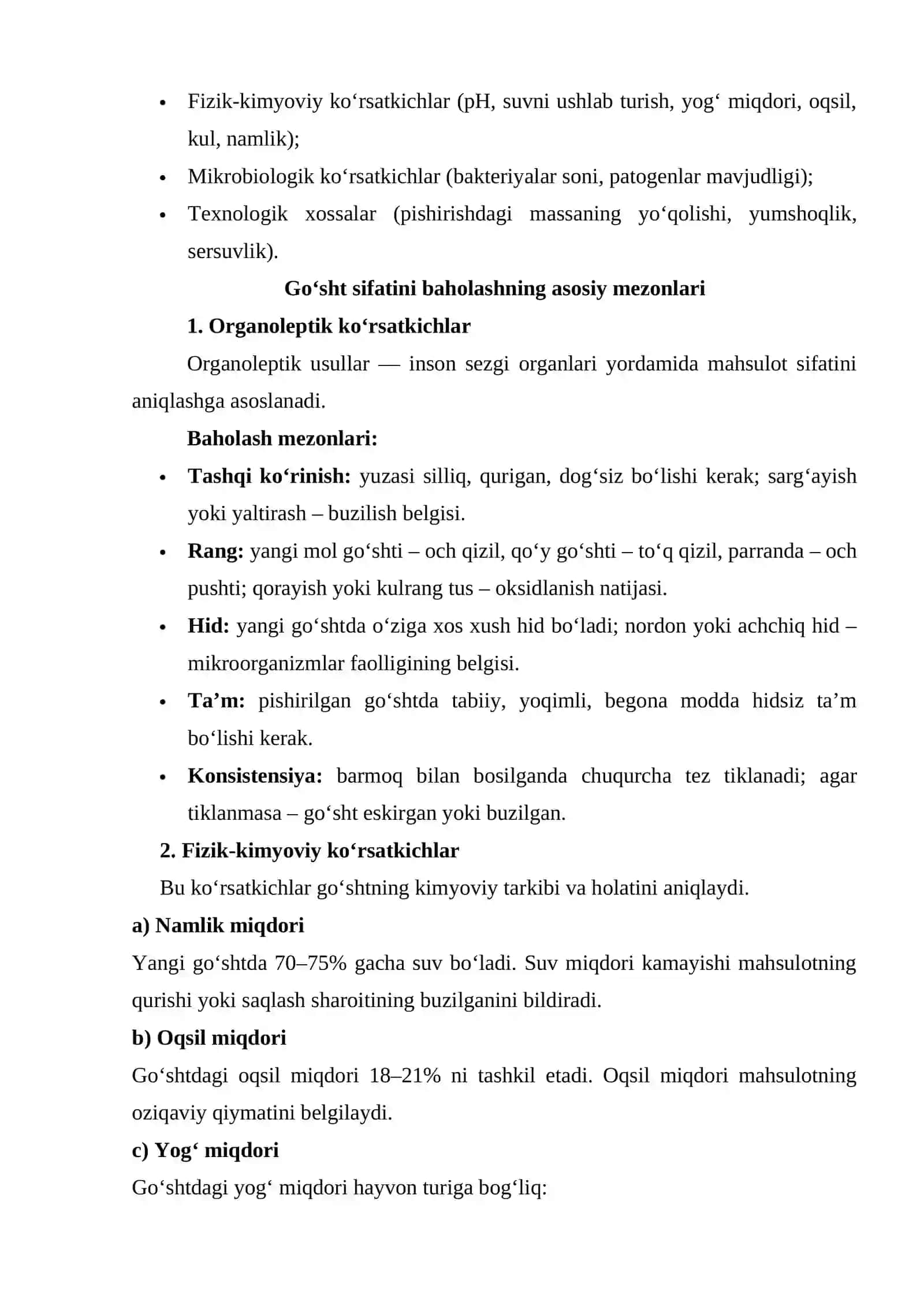 GO‘SHT MAHSULOTLARI SIFATINI BAHOLASH USULLARI VA MEZONLARI 2