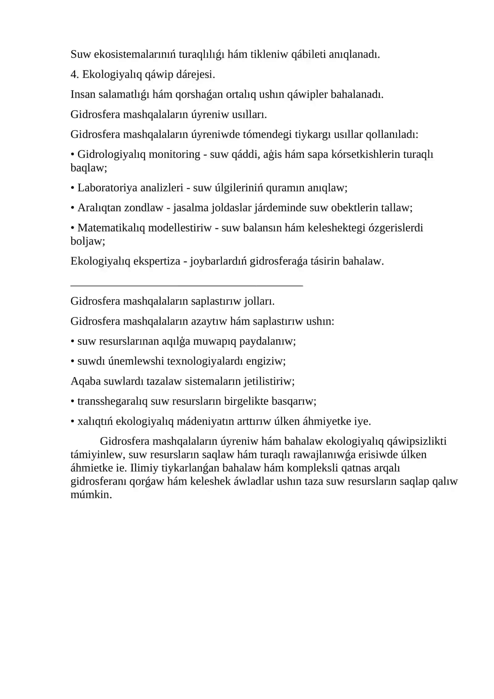 Gidrosferanıń tiykarǵı zamanagóy mashqalaları 2