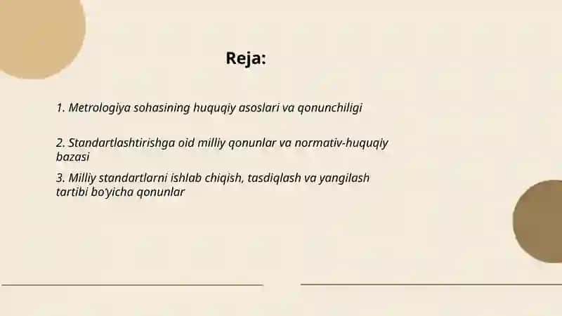 Oʻzbekiston Respublikasida metrologiya va standartlashtirishga oid qonunlar 2