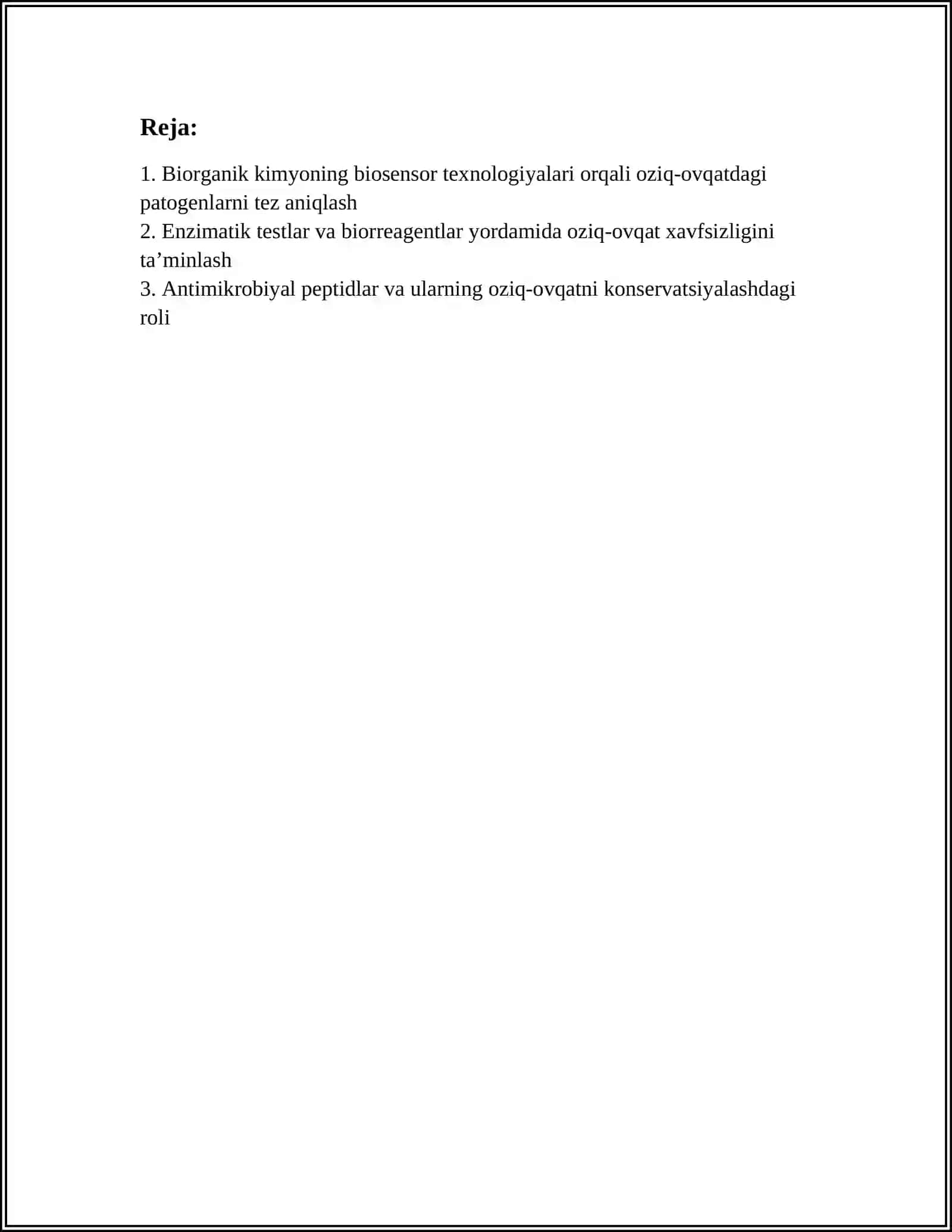 BIORGANIK KIMYO FANINING YUTUQLARIDAN OZIQ-OVQAT XAVFSIZLIGI SOHASIDA FOYDALANISH 2