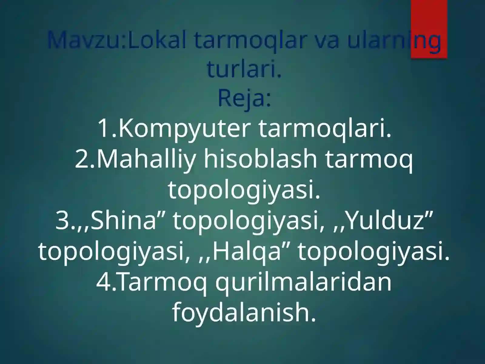 Lokal tarmoqlar va ularning turlari 2
