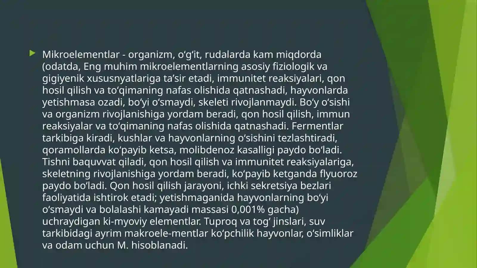 Oziq eritmasida makro va mikroelementlar nisbati va ularning o’simlik tomonidan o’zlashtirishini tahlil qilish 2