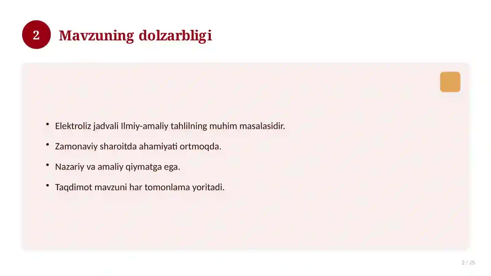 Elektroliz jadvali 2