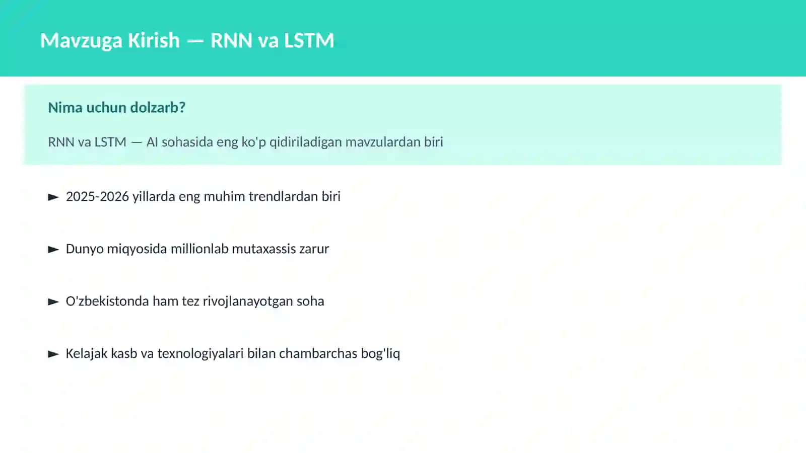 AI | DEEP LEARNING VA NEYRON TARMOQLAR 2