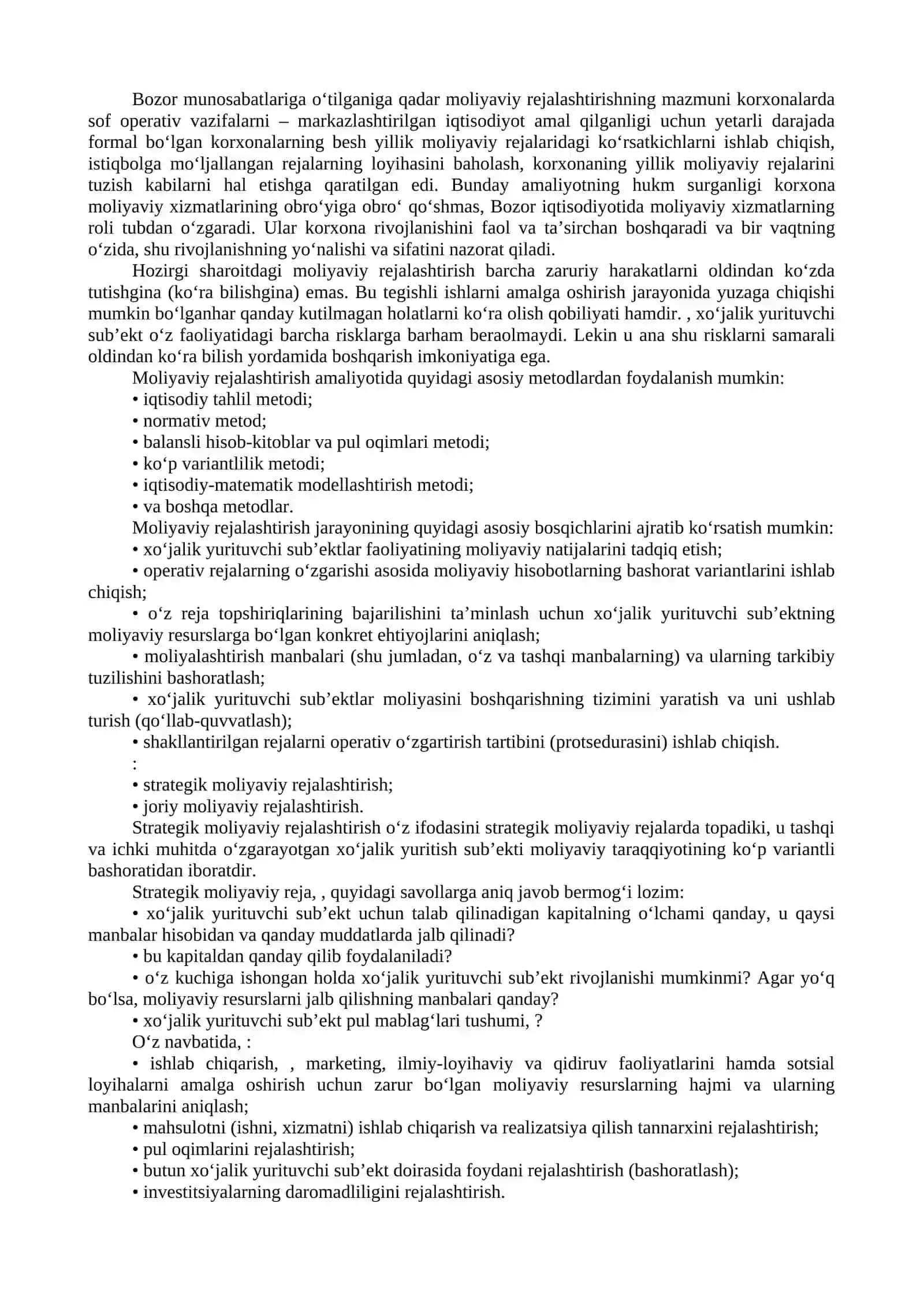 MOLIYAVIY REJALASHTIRISH VA PROGNOZLASHTIRISH 2