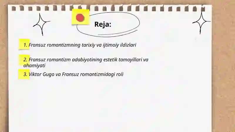 Fransuz romantizm adabiyotining ahamiyati. Angliya adabiyotida romantizm 2