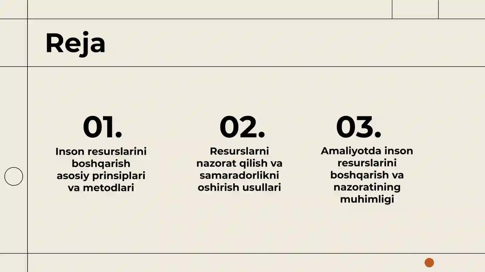 Inson resurislarini boshqarishda boshqarish va nazorat. 2