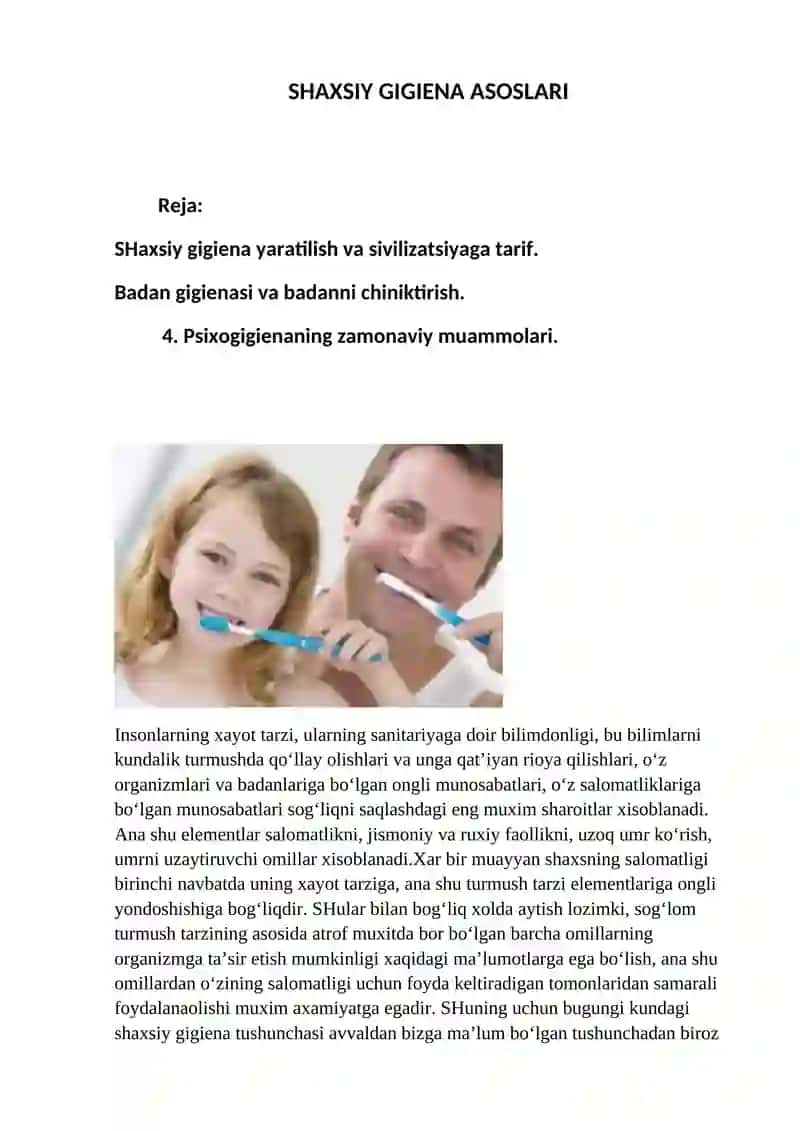 SHAXSIY GIGIENA ASOSLARI 2
