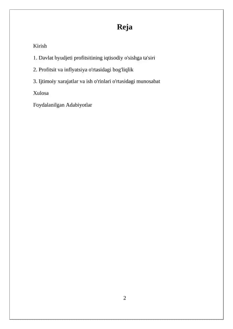 Davlat byudjeti profitsitining makroiqtisodiy muvozanatga ta’siri 2