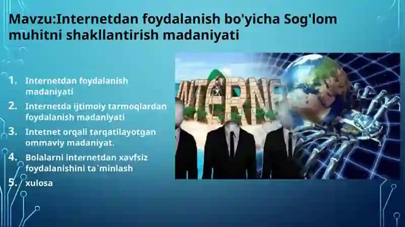 Internetdan foydalanish bo'yicha Sog'lom muhitni shakllantirish madaniyati 2