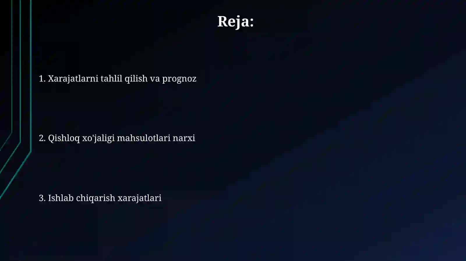 Ishlab chiqarish xarajatlari va qishloq xo'jaligi mahsulotlari tannarxi 2