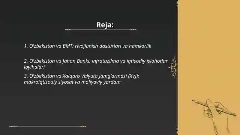 O'zbekiston xalqaro tashkilotlar bilan hamkorlik aloqalari 2