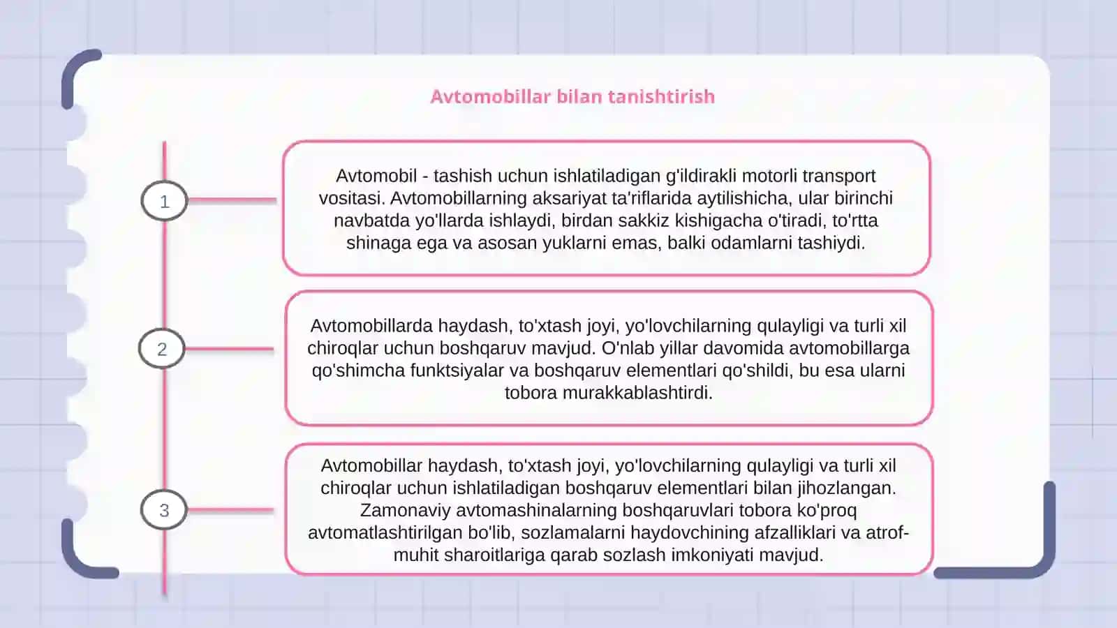 Avtomobillar bilan tanishtirish 2