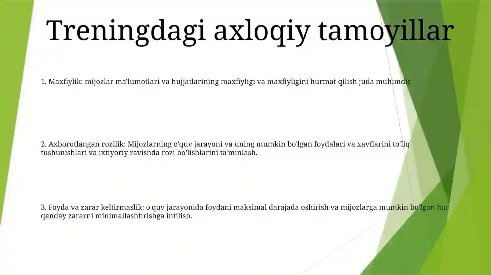 Psixologik Treningda Asosiy Ahloqiy Muammolar 2