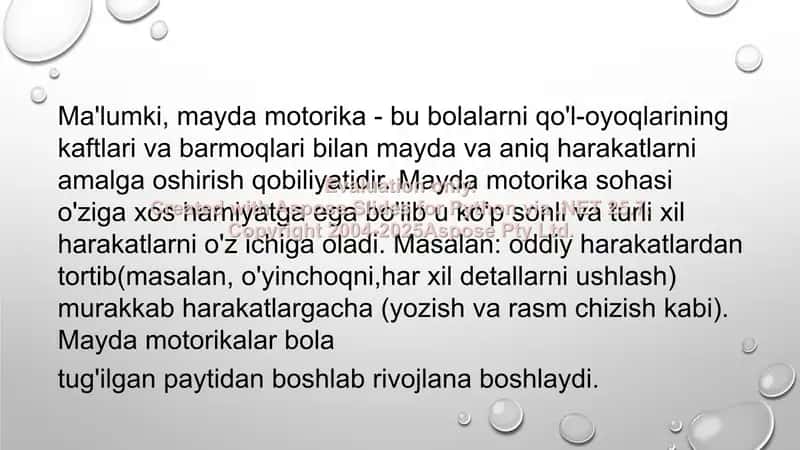 Mavzu mayda qoʻl motorikasini rivojlantiruvchi mashqlar 2